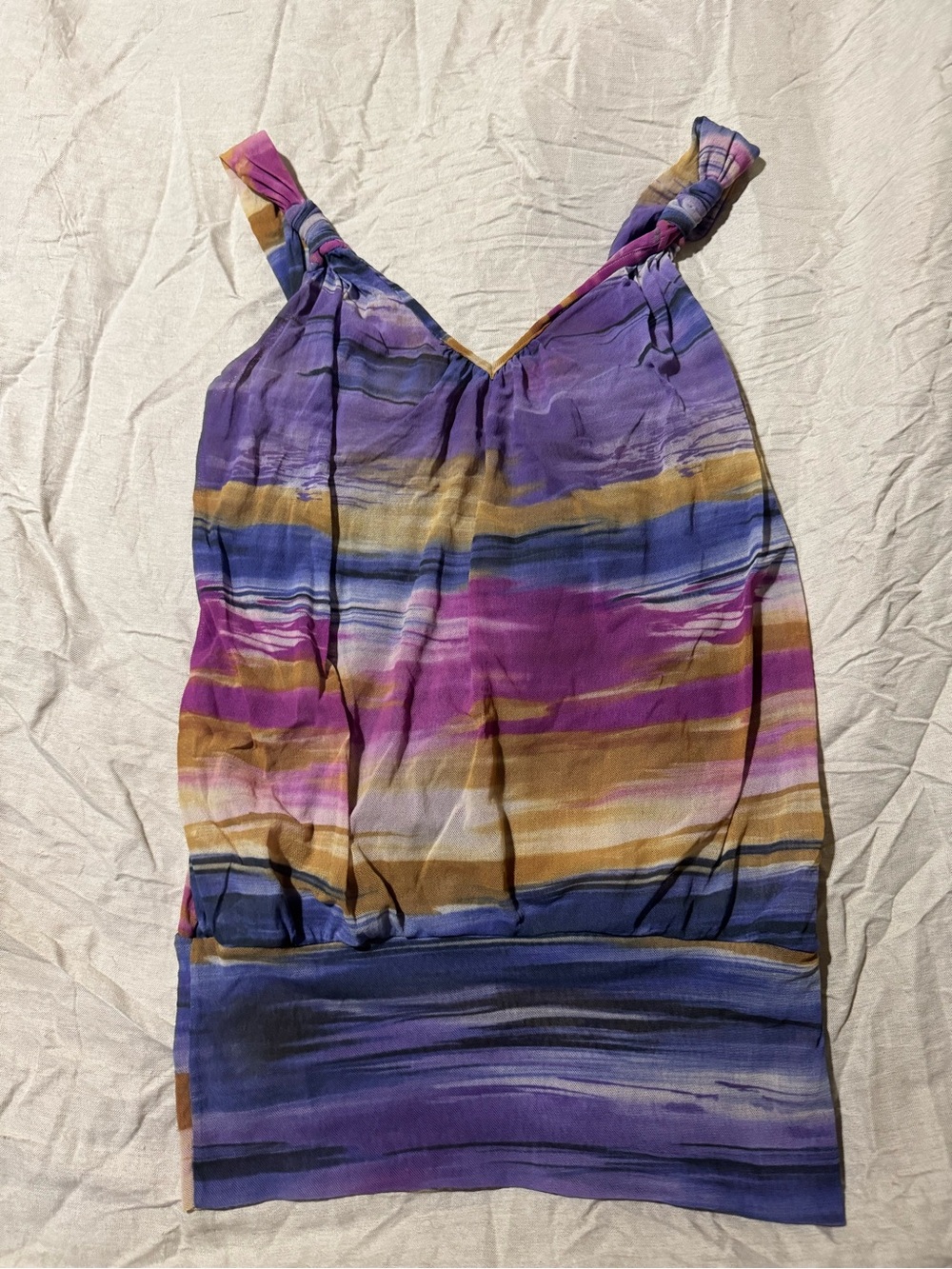 Y2K Sweet Pea by Stacy Frati Women’s Multicolor Abstract Mesh Tank Top – Size M